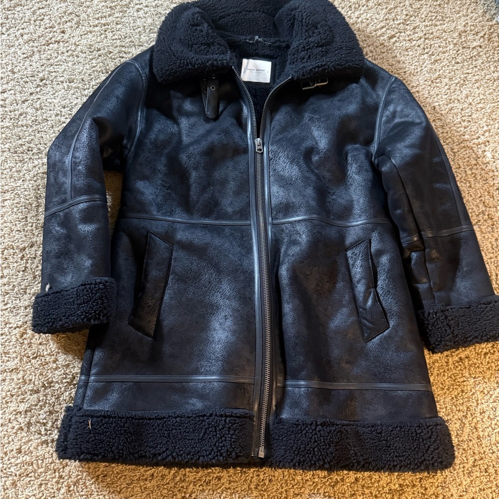 Lucky Brand Black faux Shearling winter coat